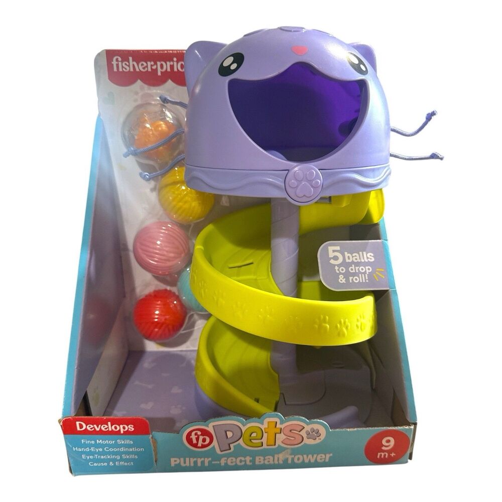 Fisher-Price FP Pets Purrr-fect Ball Tower Baby Toddler Toy HTW92 9M+ 5 Balls